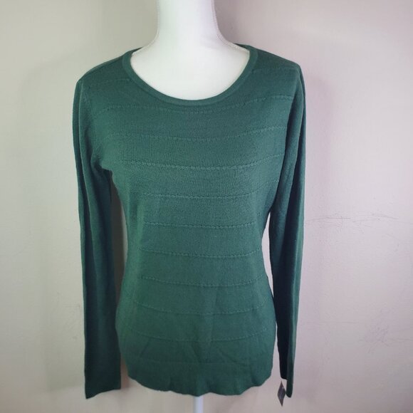 Karen Scott Womens Green Textured Stripe Sweater XS - Picture 4 of 10